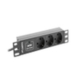 REGLETA LANBERG 1U 16A 3X SCHUKO RACK 10" 2M NEGRO