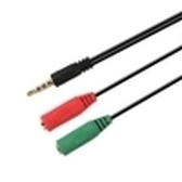 CABLE ADAPTADOR AISENS AUDIO JACK 3.5 4P/M-2XJACK 3.5 3P/H 20CM