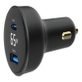CARGADOR RAPIDO PARA COCHE GEMBIRD USB DE 2 PUERTOS, TIPO C PD, LCD, 65 W,NEGRO